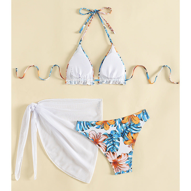 Damen Triangel-Bikini-Set mit floralem Muster und lässigem Tuch Echo Archiv