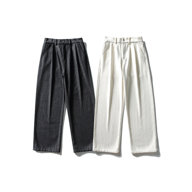 Damen Hochtaillierte weite Bundfaltenhose mit geradem Bein und Eingrifftaschen Echoarchiv