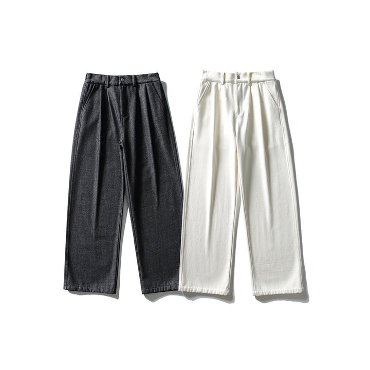 Damen Hochtaillierte weite Bundfaltenhose mit geradem Bein und Eingrifftaschen Echoarchiv