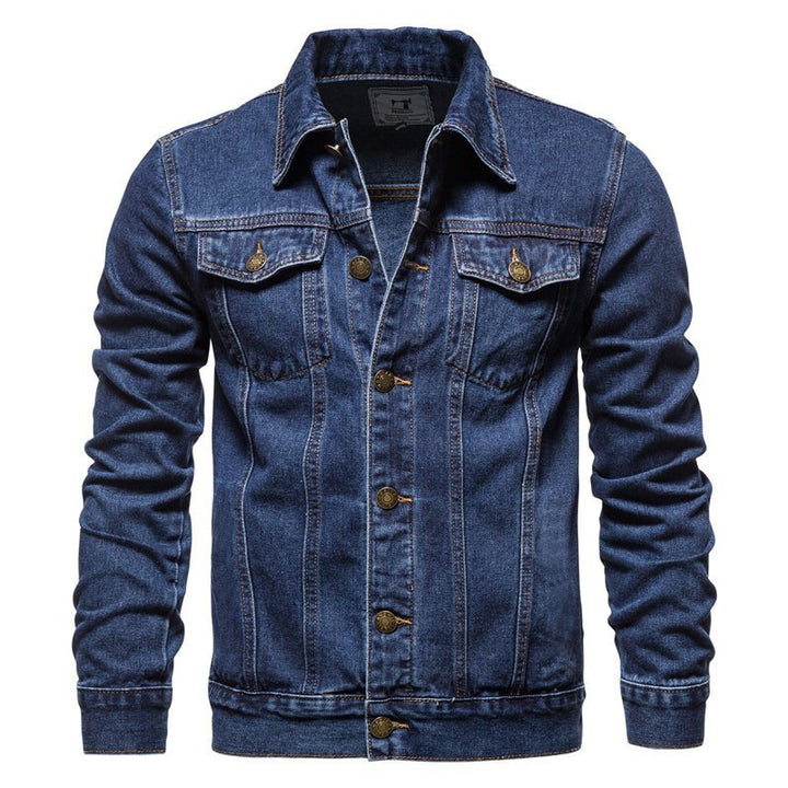 Herren nan Denim-Truckerjacke Slim Fit mit vintage Metallknöpfen und vertikaler Nahtführung Echo Archiv