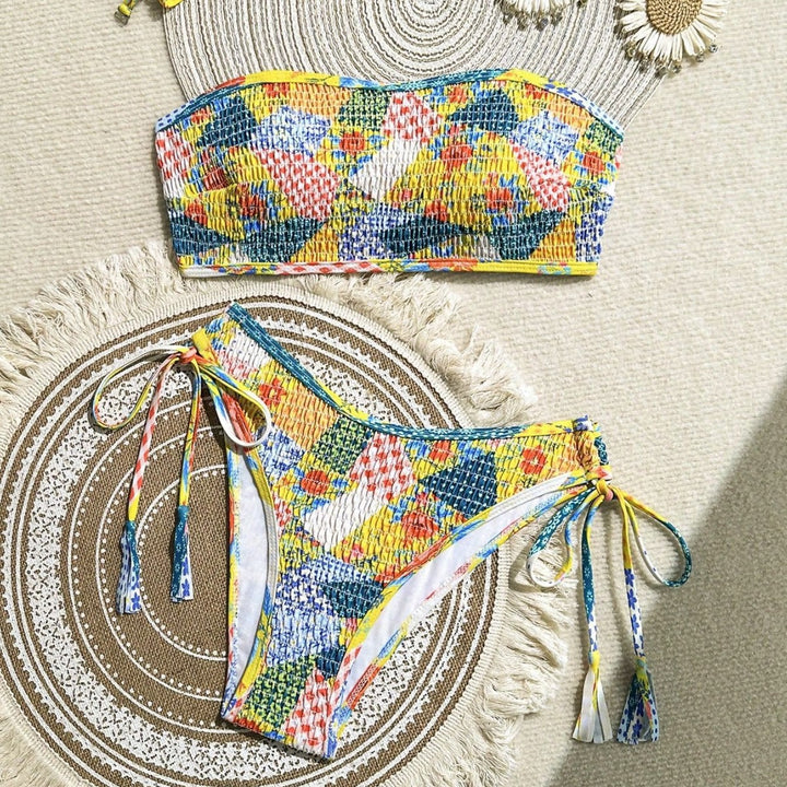Damen Bandeau-Bikini mit verspieltem Design und seitlichem Bindeband Echo Archiv