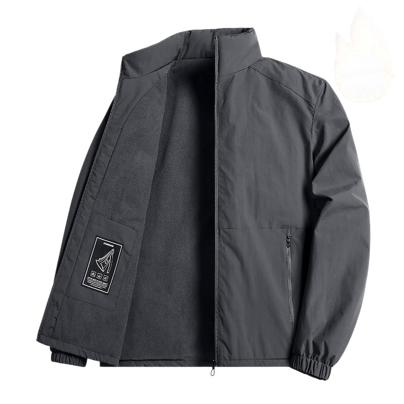 Herren Leichte winddichte Fleece‑gefütterte Übergangsjacke mit Stehkragen und Reißverschlüssen – Taviero
