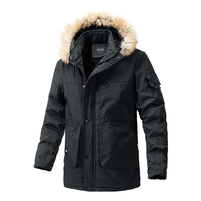 Herren Canvas-Parka mit Sherpa-Innenseite, verlängerter Schnitt und Utility-Ärmeltasche Echoarchiv