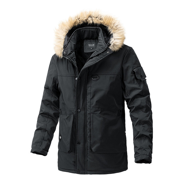 Herren Canvas-Parka mit Sherpa-Innenseite, verlängerter Schnitt und Utility-Ärmeltasche Echoarchiv