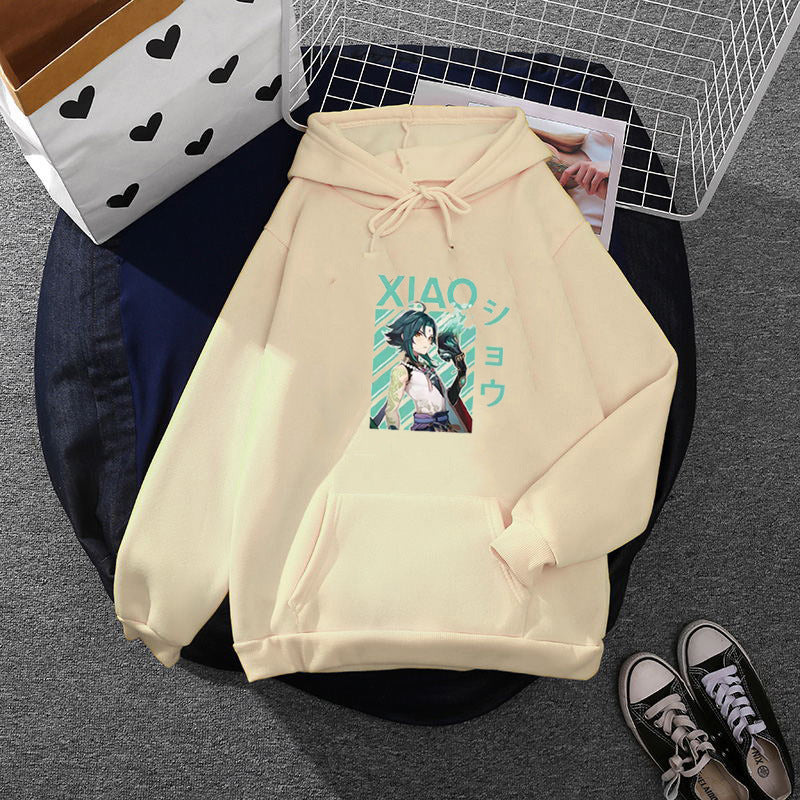Damen weicher Oversize-Kapuzenpullover mit kawaii Pilzfrosch-Print, Kängurutasche und gerippten Bündchen – Auréline