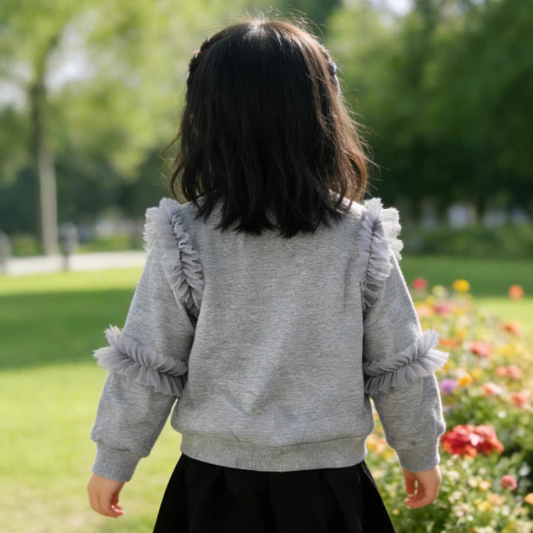 Mädchen Sweatshirt mit Rüschendetails und dekorativem Schleifenmotiv Echo Archiv
