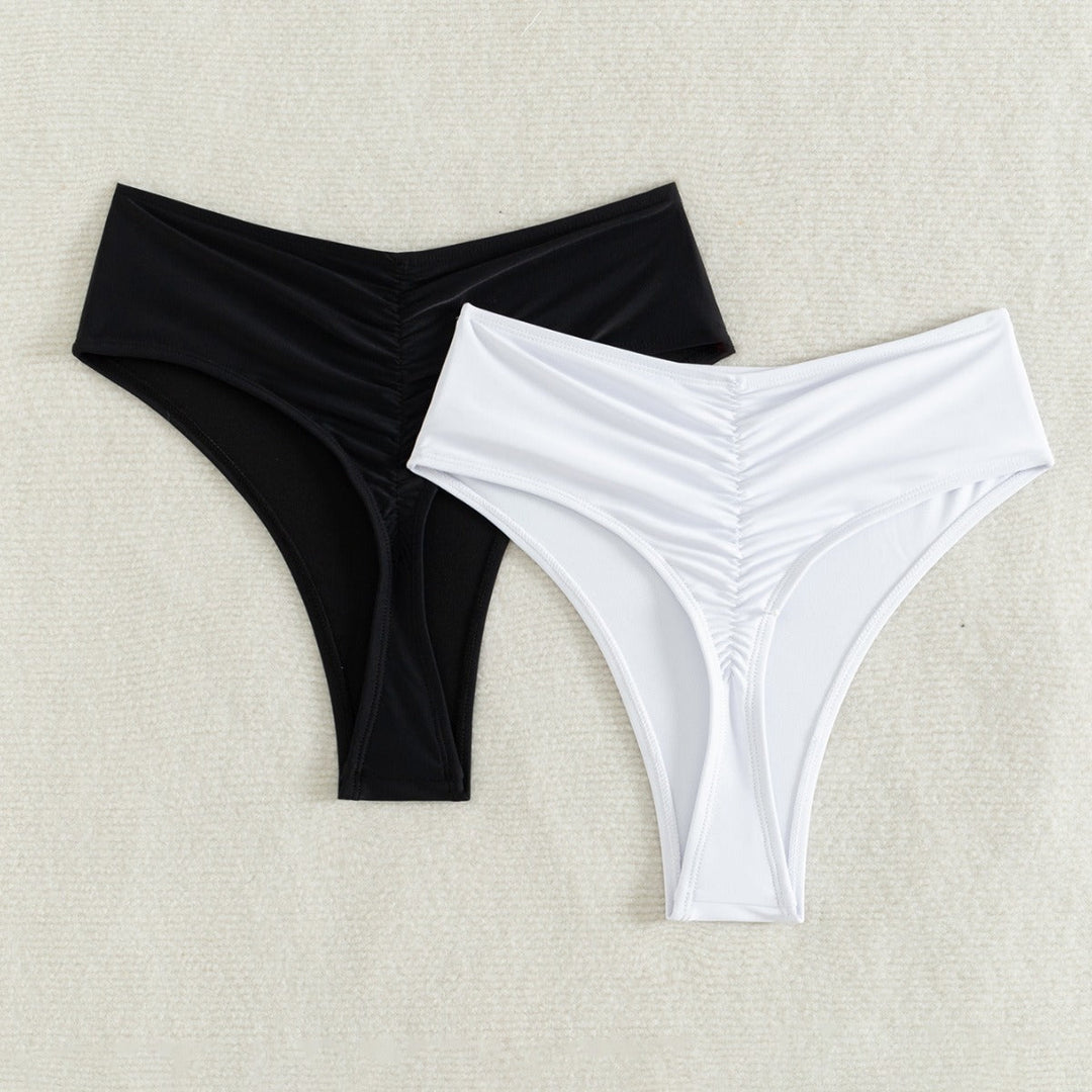 Damen Hochtaillierte Bikini-Hose mit elegantem Rüschendesign Echoarchiv