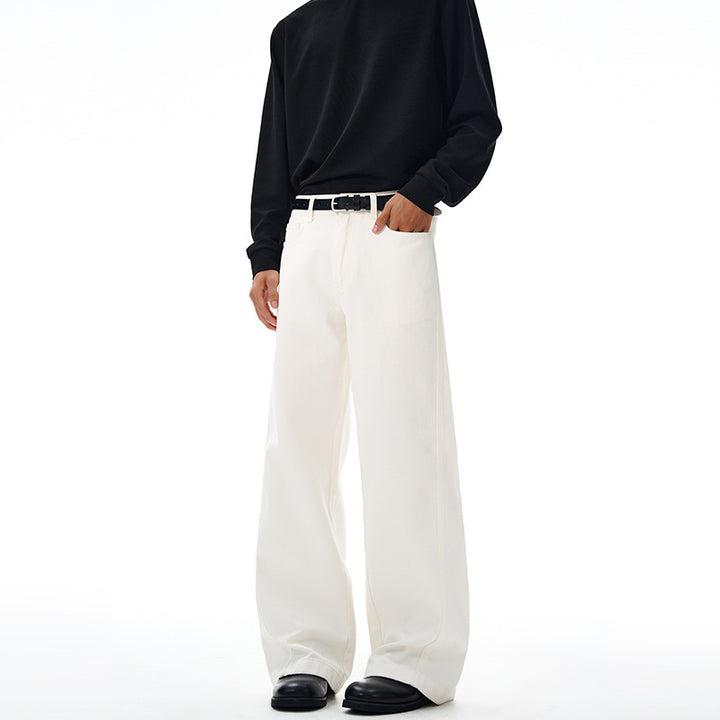 Herren Weite High‑Waist Denimhose mit weitem Bein und Cleanem Minimaldesign Echo Archiv