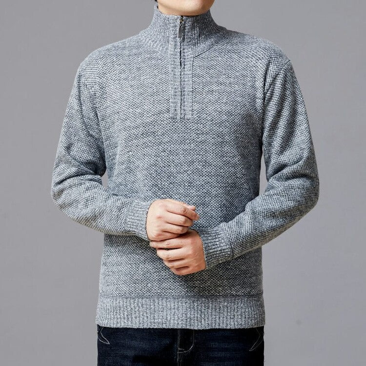 Herren Strickpullover mit modernem Stehkragen und strukturierter Oberfläche Echoarchiv