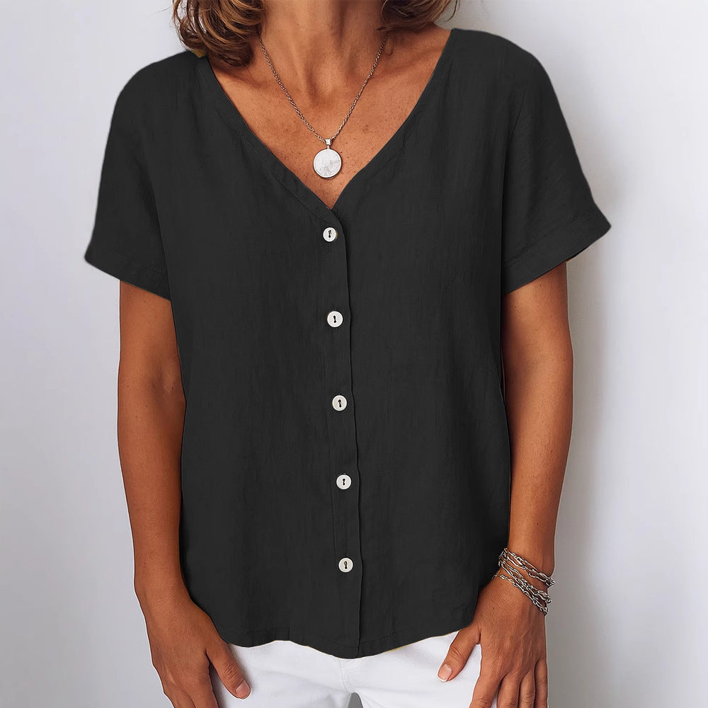 Damen Leinenbluse mit Knopfdetails Echo Archiv