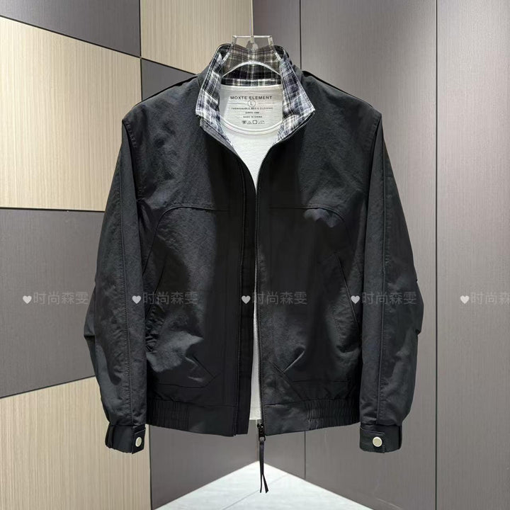Herren Leichter Baumwoll-Mix Blouson mit Stehkragen und Karofutter Echoarchiv
