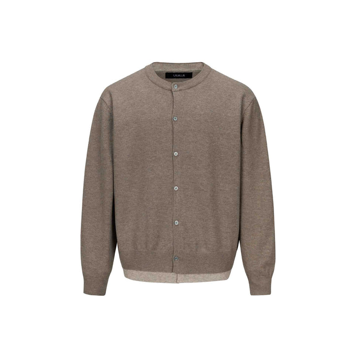 Herren Feinstrick-Cardigan mit Rundhals, durchgehender Knopfleiste und geripptem Saum Echoarchiv