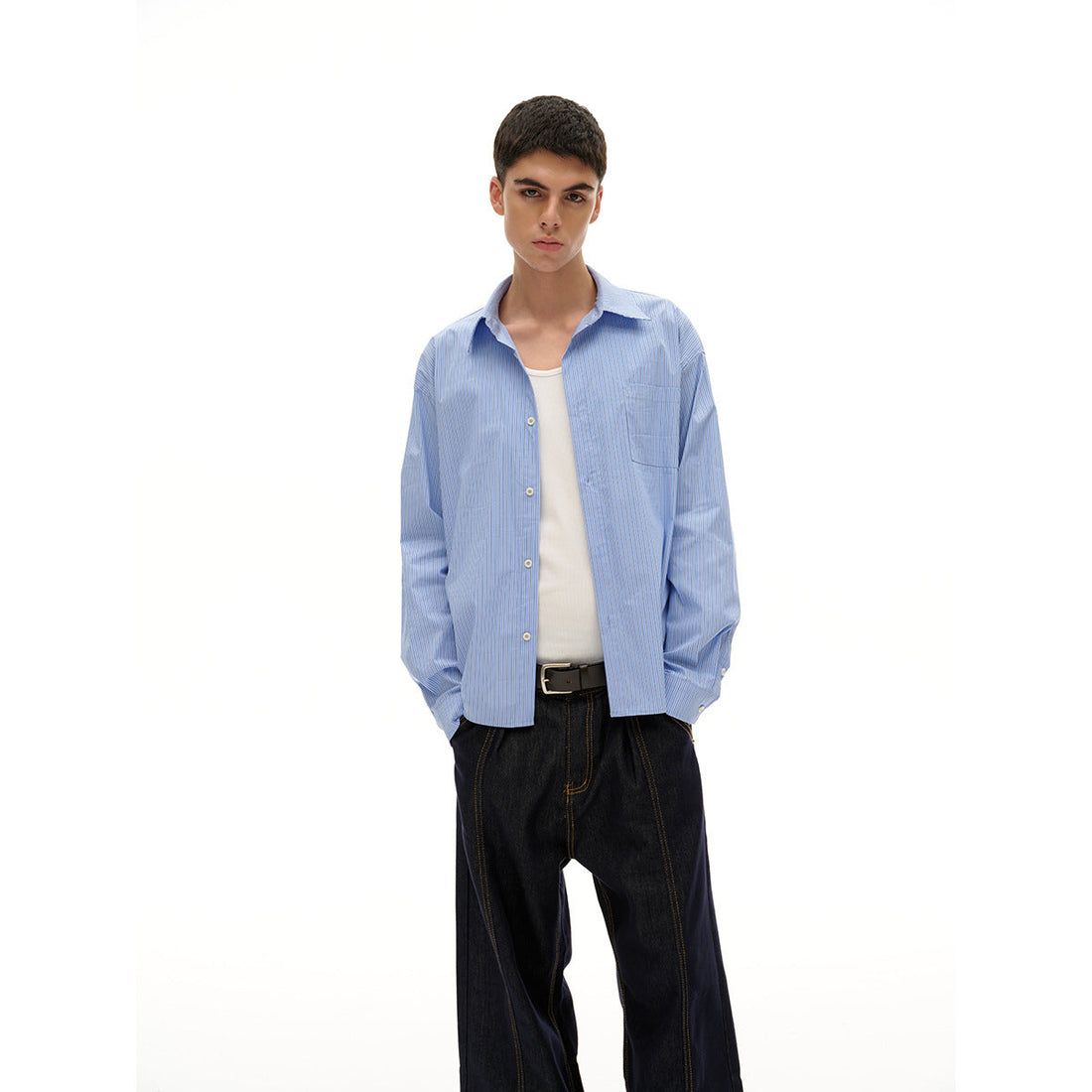 Damen Oversize Hemdbluse im Boxy-Schnitt mit Brusttasche Echoarchiv