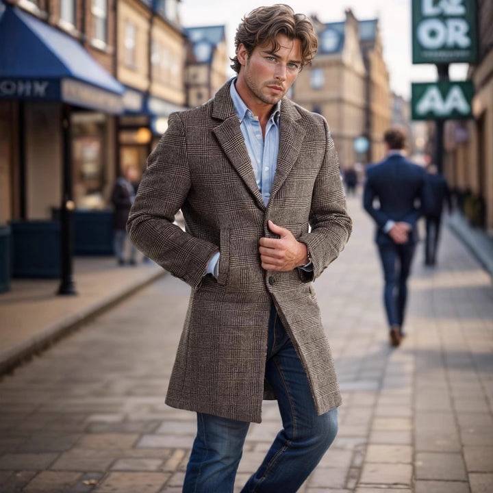 Herren eleganter Karomantel Echoarchiv
