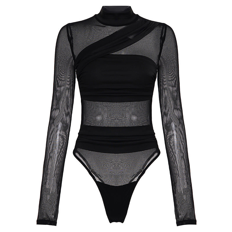 Damen Langarm Body mit transparentem Tüll-Design und eleganter Schnittführung Echo Archiv