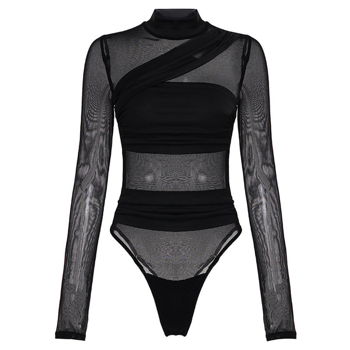 Damen Langarm Body mit transparentem Tüll-Design und eleganter Schnittführung Echo Archiv