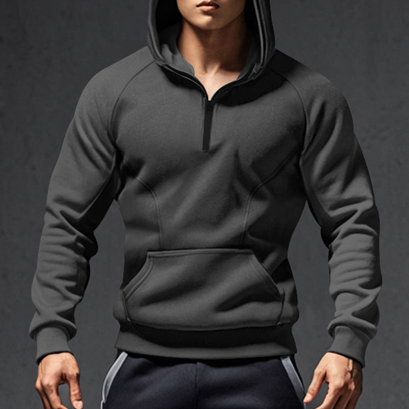 Herren sportlicher Kapuzenpullover mit halbem Reißverschluss und Kängurutasche Echoarchiv