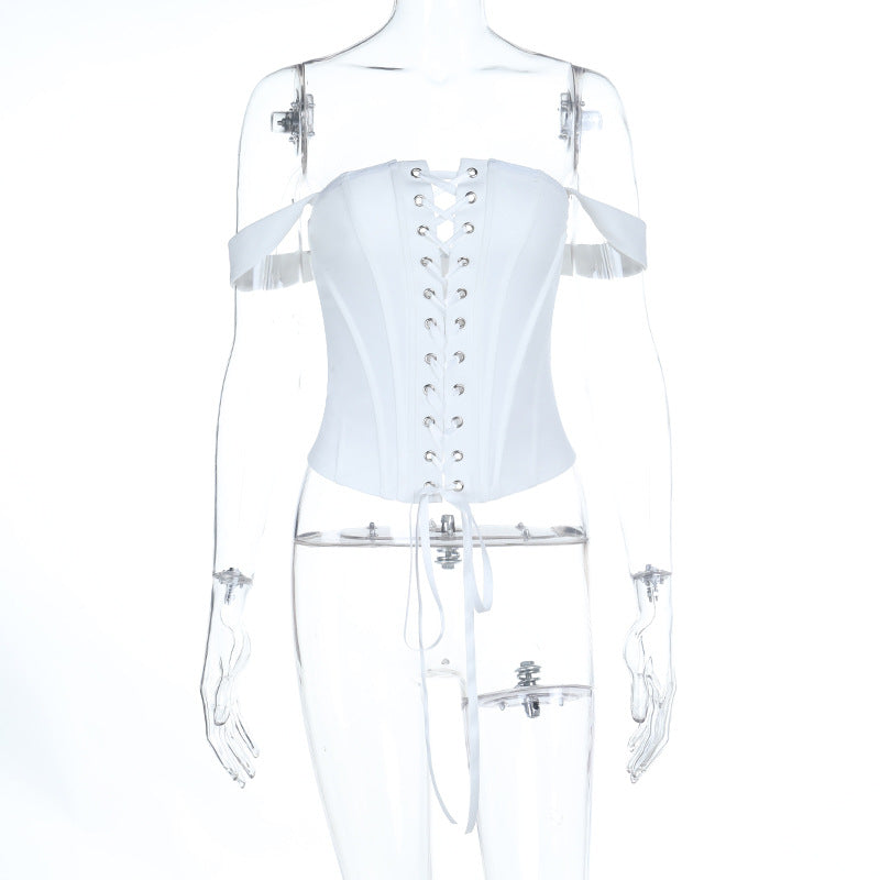 Damen Korsett-Oberteil mit schulterfreiem Design und dekorativen Schnürdetails Echo Archiv