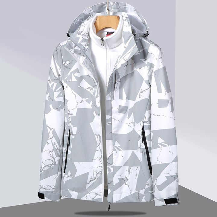 Damen zweilagige Softshelljacke mit abnehmbarer Fleece-Innenjacke und Kapuze Echo Archiv