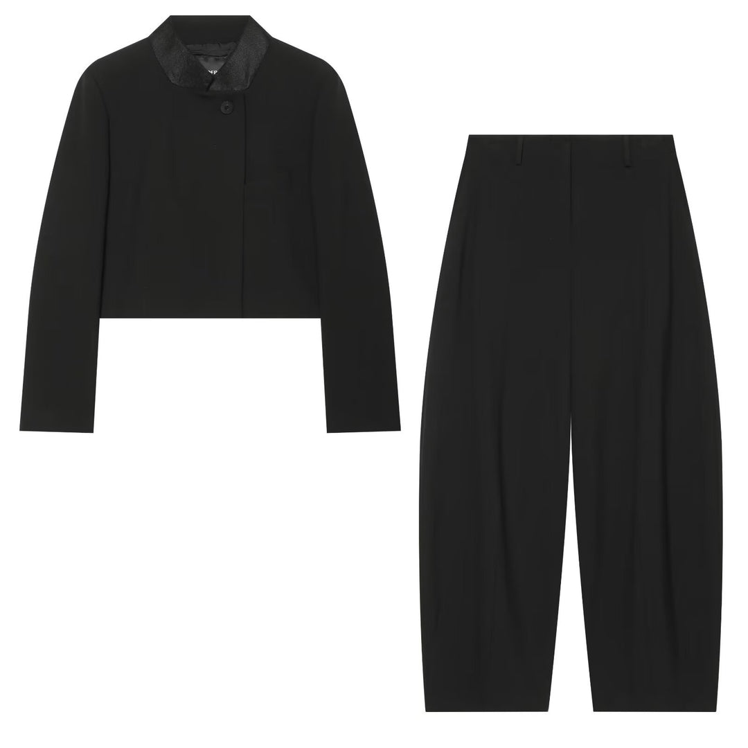 Damen Cropped‑Blazerjacke im Boxy‑Schnitt mit kurzem Stehkragen Echo Archiv