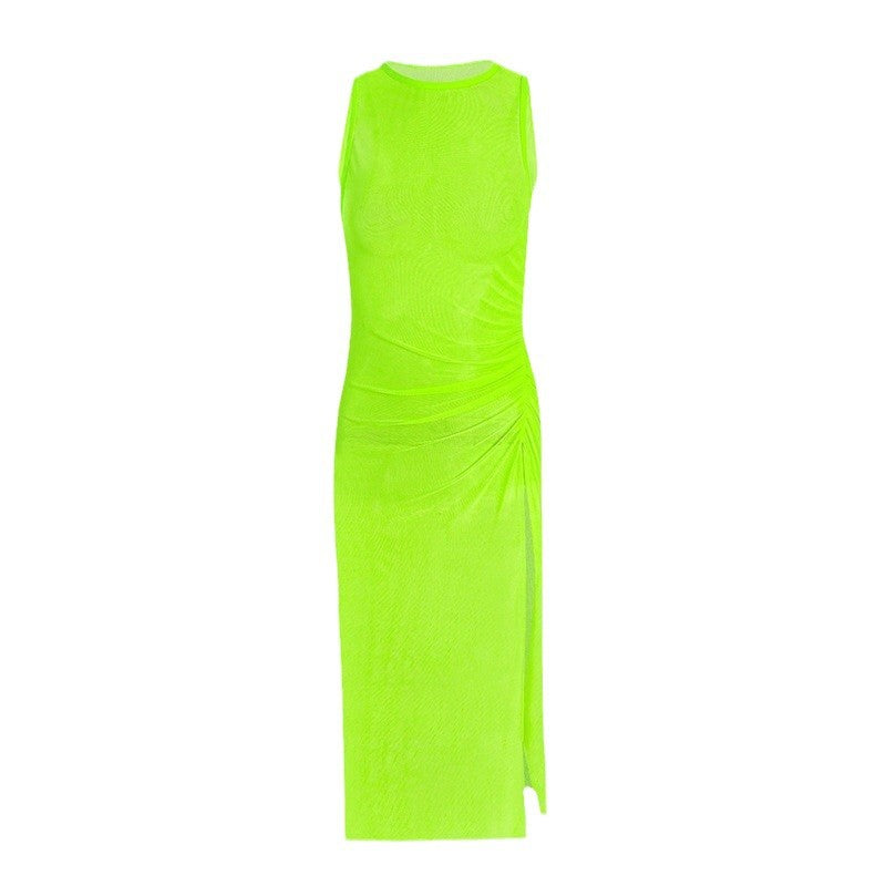 Damen ärmelloses Strandkleid mit seitlichem Rüschendetail Echo Archiv