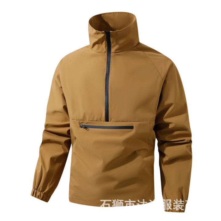 Herren Wind- und Wasserabweisende Anorak-Pulloverjacke mit Halbreißverschluss und Kängurutasche Echoarchiv