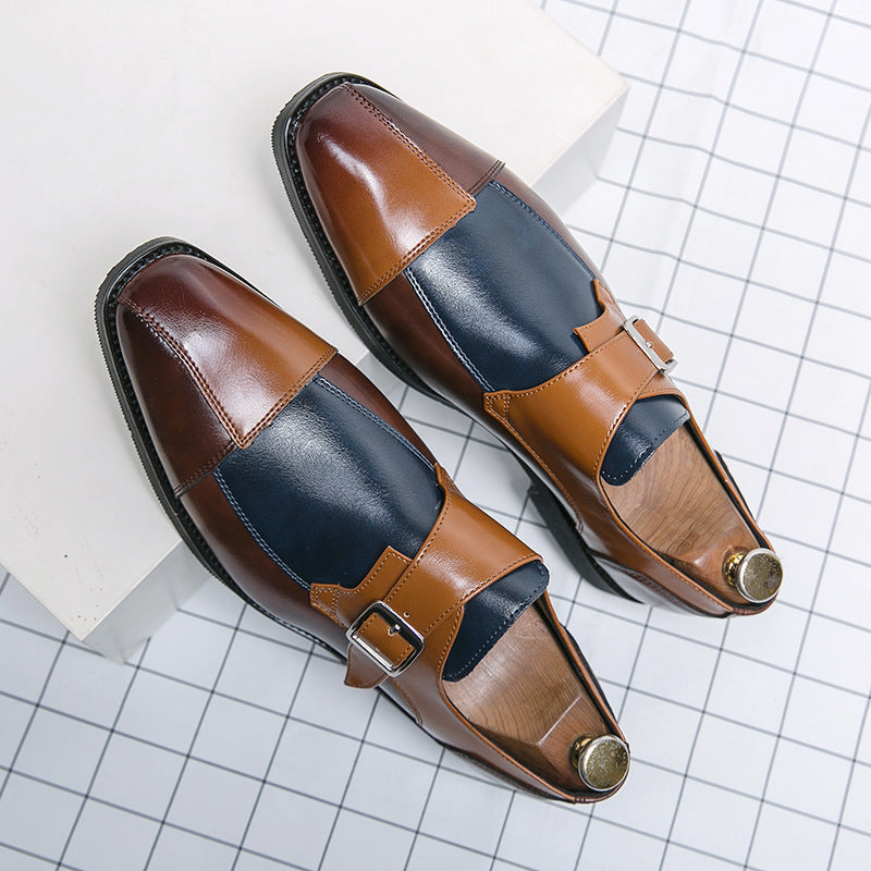 Herren eleganter zweifarbiger Monkstrap-Lederhalbschuh mit einzelner Metallschnalle und handgenähter Sohlenausführung Echo Archiv