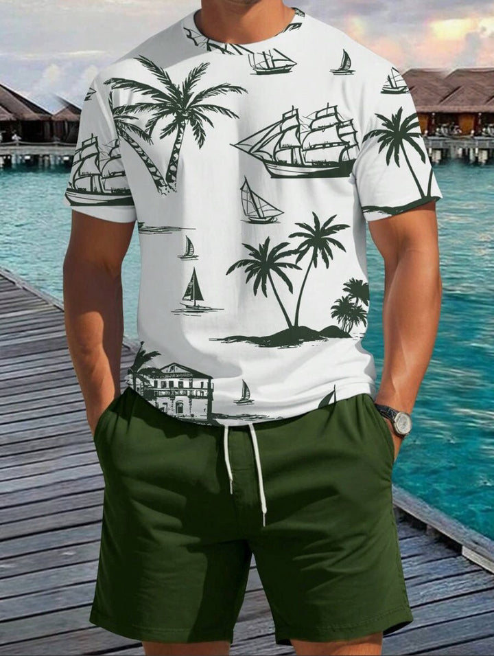 Herren Kurzarm-Shirt mit maritimem Motiv und entspannter Passform Echoarchiv