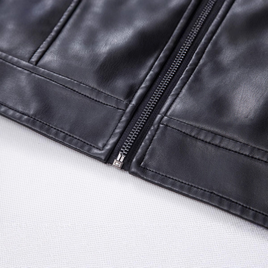 Herren Modische Lederjacke mit Schulterpolster Echo Archiv