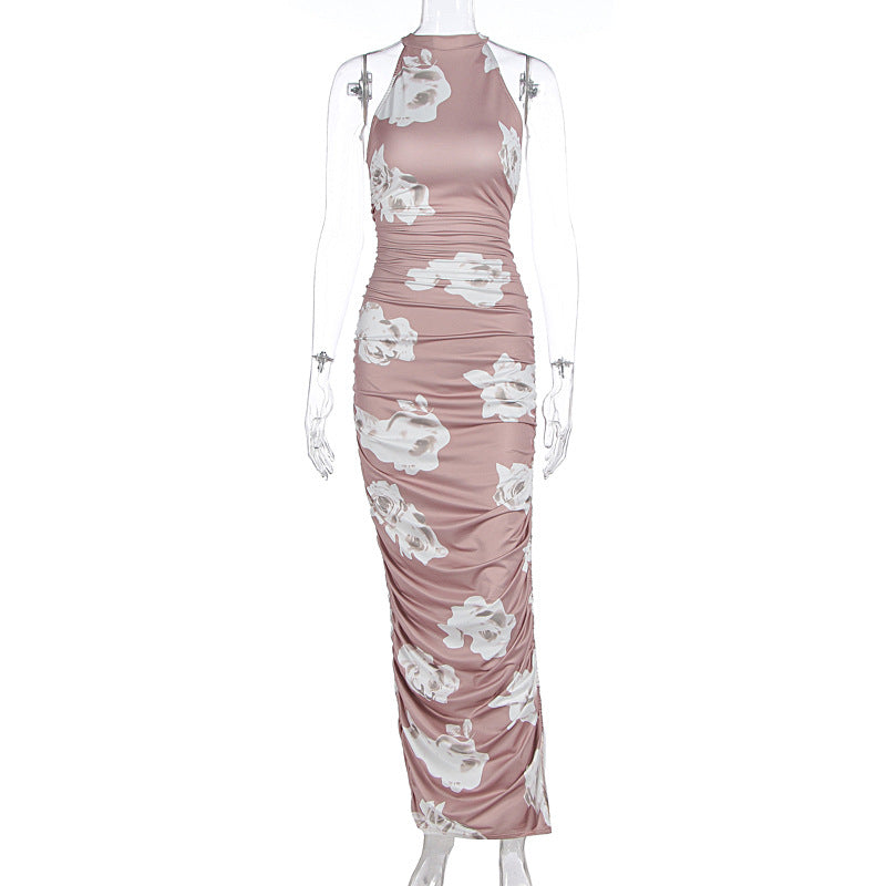 Damen Elegantes Maxikleid mit floralem Muster und Raffungen Echo Archiv