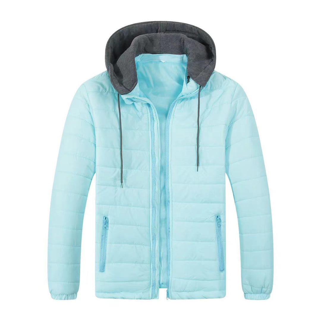 Herren gesteppte Übergangsjacke mit verstellbarem Kapuzenkragen und isolierender Füllung Echoarchiv