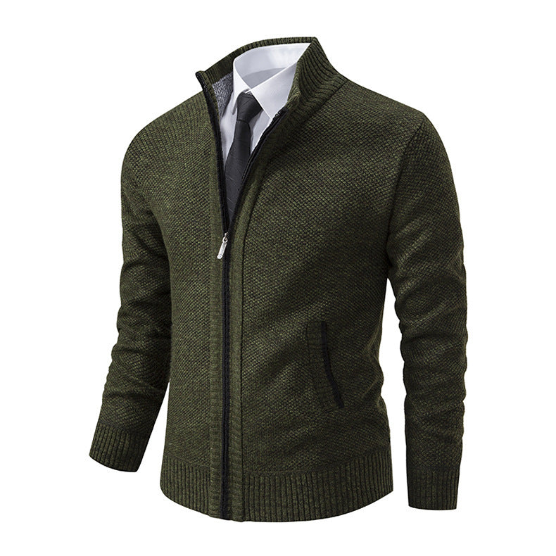 Herren Strickjacke mit hohem Kragen und elegantem Reißverschluss Echoarchiv