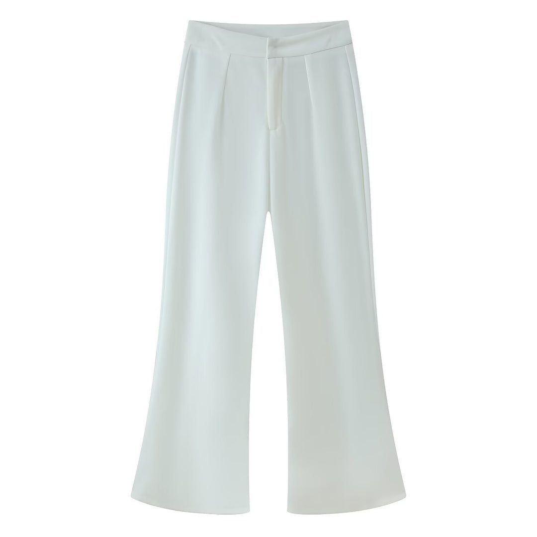 Damen hochtaillierte Palazzo‑Hose mit weitem Bein, Bundfalten und verdecktem Verschluss Echoarchiv