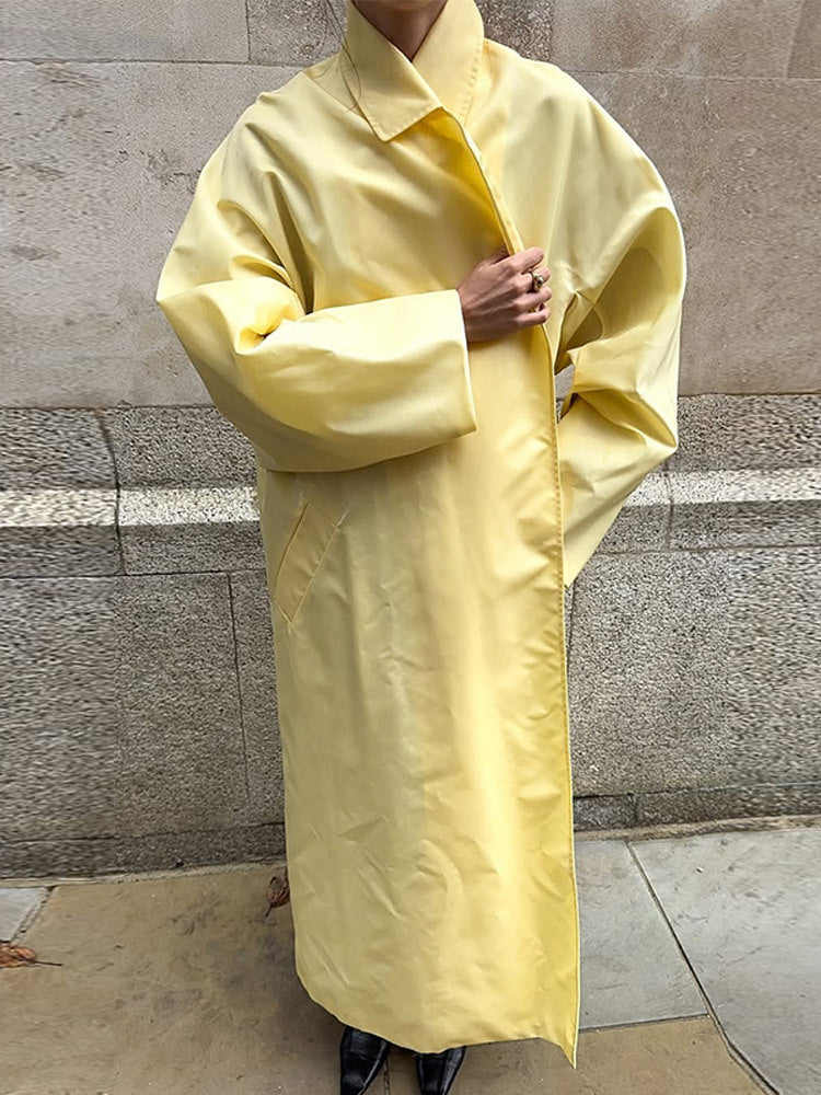 Damen Maxilanger Oversize-Mantel im Cocoon-Schnitt mit verdeckter Knopfleiste Echoarchiv