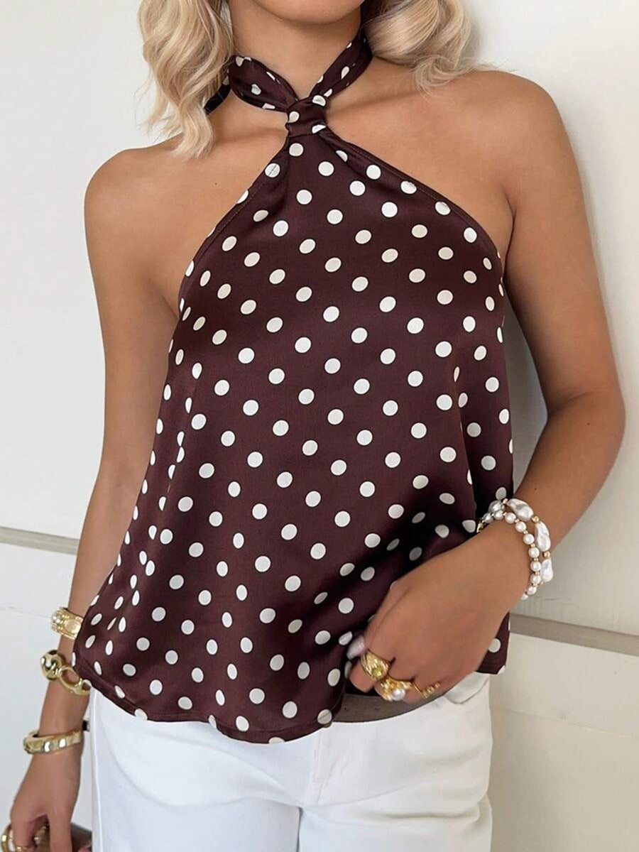 Damen Elegantes Top mit einem schulterfreien Design und verspieltem Punkte-Muster Echo Archiv