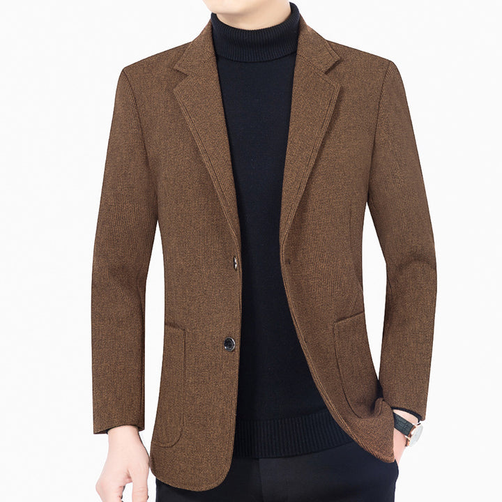 Herren Strukturierter Strickblazer mit Reverskragen und aufgesetzten Taschen – Tianoro