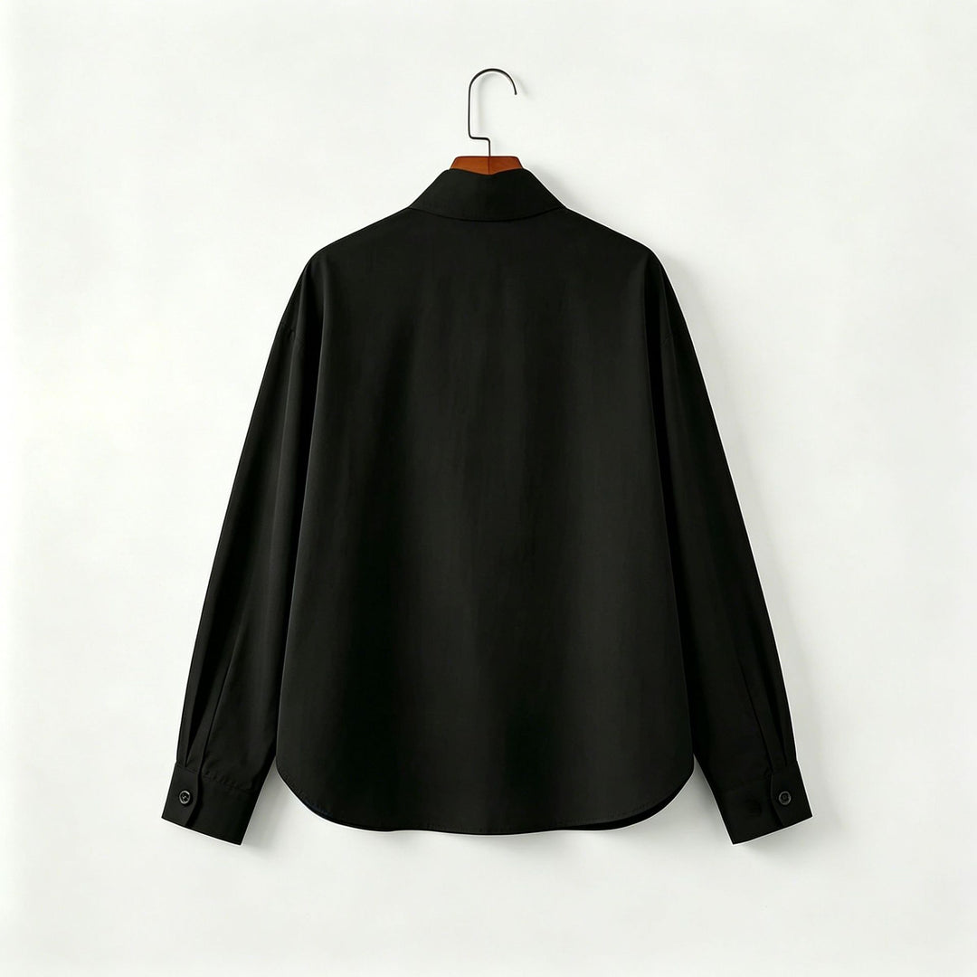 Damen Oversized Hemd mit Stehkragen und verdeckter Knopfleiste Echoarchiv