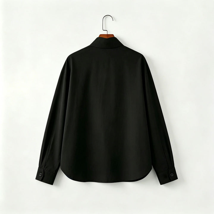 Damen Oversized Hemd mit Stehkragen und verdeckter Knopfleiste Echoarchiv