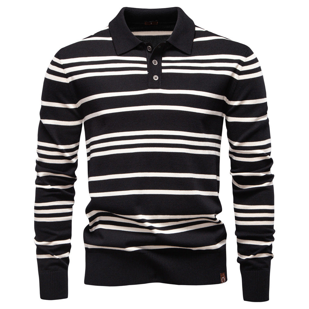 Herren Polo-Pullover mit modischem Streifenmuster und leichter Struktur Echoarchiv