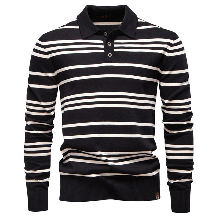 Herren Polo-Pullover mit modischem Streifenmuster und leichter Struktur Echoarchiv