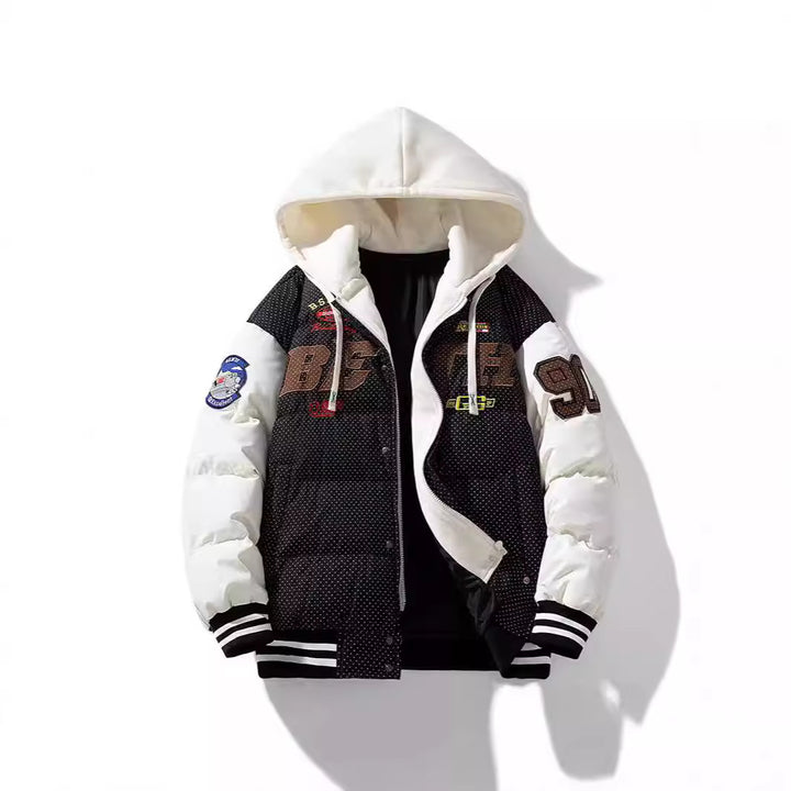 Herren Steppparka mit wattierter Kapuze und Kunstfellbesatz – Marzano