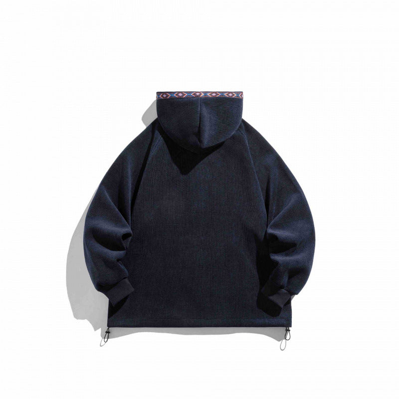 Unisex Oversize-Kapuzenjacke mit Reißverschluss und gewebten Zierbändern Echo Archiv