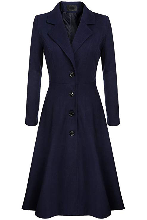 Damen Eleganter Wollmantel mit tailliertem Schnitt und langen Ärmeln – Montévia