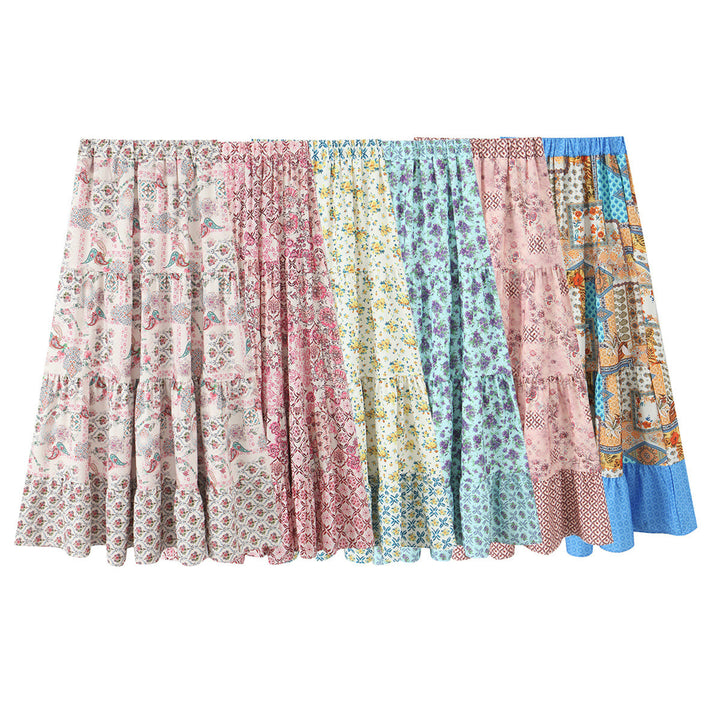 Damen Maxirock mit verspieltem Patchwork-Muster und voluminöser Silhouette Echo Archiv