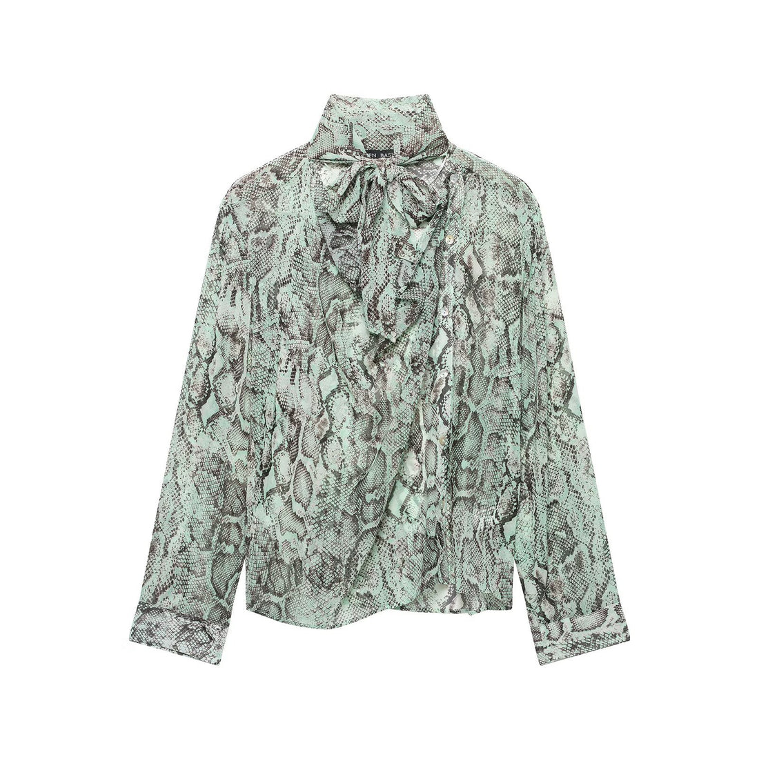 Damen Chiffonbluse mit Schleifenkragen und Schlangenprint Echo Archiv