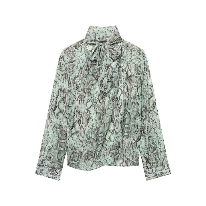 Damen Chiffonbluse mit Schleifenkragen und Schlangenprint Echo Archiv