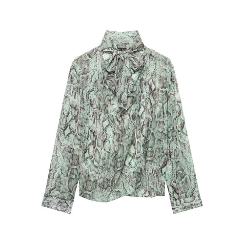Damen Chiffonbluse mit Schleifenkragen und Schlangenprint Echo Archiv