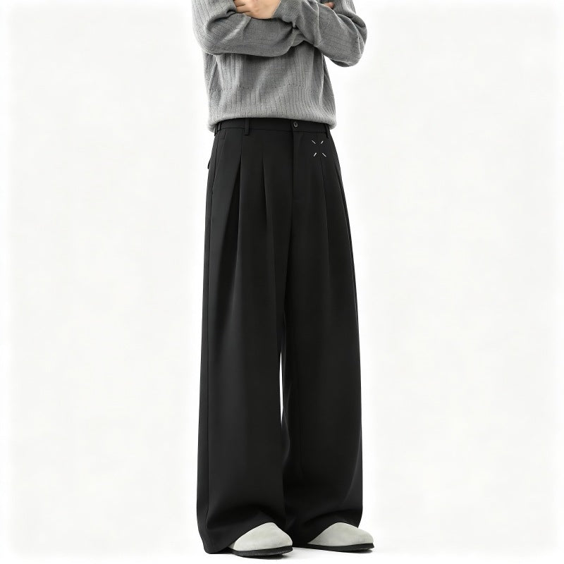 Herren Extrawide Palazzo-Hose mit hoher Taille, Bundfalten und weitem Bein Echoarchiv