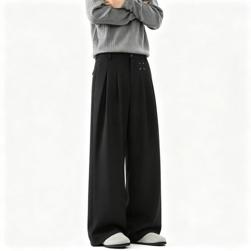 Herren Extrawide Palazzo-Hose mit hoher Taille, Bundfalten und weitem Bein Echoarchiv