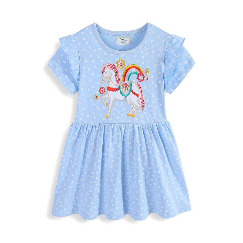 Mädchen Sommerkleid mit niedlichem Einhornmotiv und Rüschendetails Echo Archiv